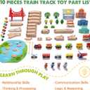Tiny Land 110PCS Wooden Train Set Toy Train with Tracks for Kids Ages 3-7, Compatible with Major Brands, Ideal Railway Playset for Boys and Girls, Great Birthday