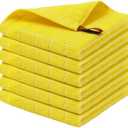 Homaxy 100% Cotton Terry Kitchen Dish Cloths, Ultra Soft and Absorbent Dish Towels for Kitchen, Perfect for Drying and Washing Dishes, 6 Pack, 12 x 12 Inches, Yellow