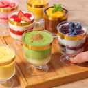 100 Sets 5 Oz Mini Dessert Cups with Spoons, Clear Plastic Parfait Glasses with Gold Rim, Small Cake Shooter Cups for Party Wedding Events Supplies