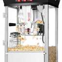Matinee Popcorn Machine - 8oz Popper with Stainless-Steel Kettle, Reject Kernel Tray, Warming Light, and Accessories by Great Northern Popcorn (Black)