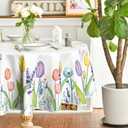 Horaldaily Spring Summer Tablecloth 70x70 Inch Round, Easter Watercolor Wild Flowers Tulip Lavender Blooming Floral Table Cover for Party Picnic Dinner Decor (White)