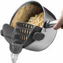 1pc Silicone Strainer, Adjustable Clip On Pantry Drainer for Pans & Bowls, Heat Resistant Fruit Washing Filter for Noodles, Pasta & Veggies (Gray)