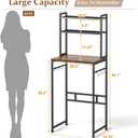 ikkle Mini Fridge Stand with Storage Shelves, 3-Tier Mini Fridge Rack with Microwave Storage, Wood Utility Storage Shelf with Mini Fridge Storage Space for Home Kitchen, Dorm, Office (Brown)