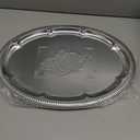 6 Pack Large Silver Serving Trays Set 15.7" x 11.8" Stainless Steel Floral Oval Tray Retro Vintage Platters for Birthday Wedding Party Tableware for Snack Whiskey Cookie Dessert Food Display