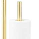 Toilet Paper Holder Stand, Bathroom Toilet Paper Roll Holder Stand with Reserve, Standing Toilet Paper Holder with Storage,Toilet Paper Roll Holder for 4 Rolls, Gold