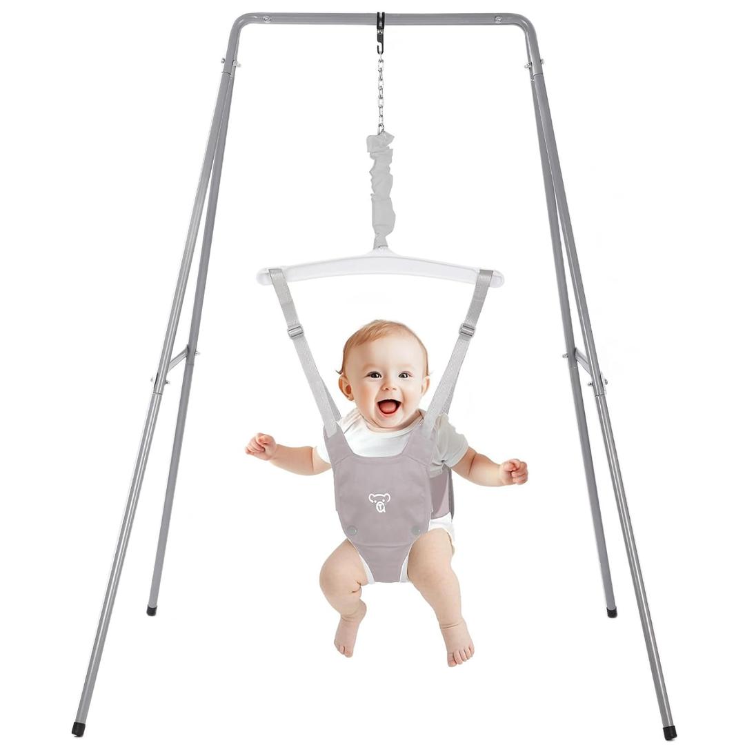 G TALECO GEAR Baby Jumper with Stand, Baby Jumpers and Bouncers, Baby Exerciser Suitable for 6-24 Months, Easy to Assemble & Store Jumper for Baby (Grey)