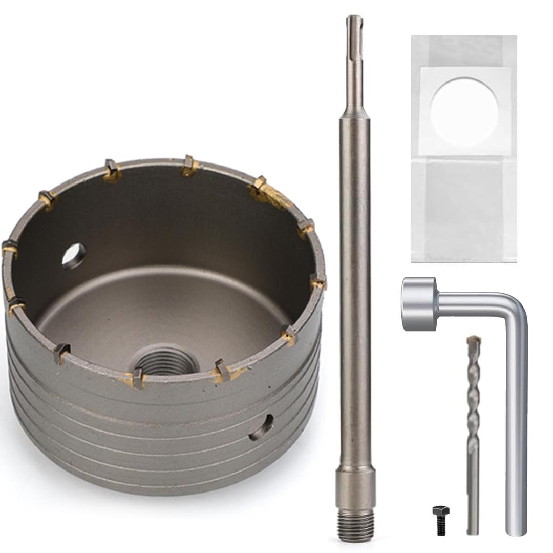 Concrete Hole Saw Kit with SDS Plus 5", 125mm Concrete Hole Saw Set with 220mm SDS Plus Shank Connecting Rod for Concrete Cement Brick Stone Wall
