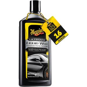 Meguiar's Ultimate Liquid Wax, Improved Liquid Car Wax Formula for Durable Protection that Shines, Premium Towel and Applicator Pad Car Accessories Included, 16 Oz Bottle