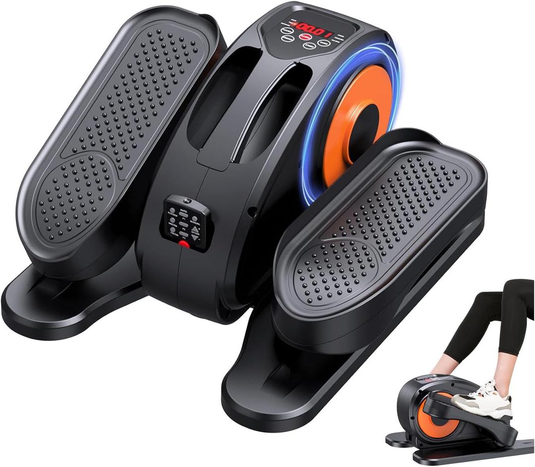 Under Desk Elliptical, Electric Seated Pedal Exerciser, Quiet & Compact Mini Ellipse Leg Exerciser with Display Monitor, Remote Control and 12 Adjustable Speeds, Elliptical Machine for Home (Orange)