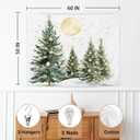 NATSUNO Christmas Tree Tapestry, Winter Forest Wall Tapestry for Bedroom, Festive Snowy Gold Xmas Tree Tapestries Wall Hanging for Home Bedroom Living Room Decor, 50x60 Inches (Christmas tree under the moon)