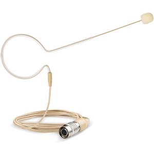 Headset Headworn Microphone - Hirose 4 Pin Plug Head Microphone for Audio Technica Wireless System & Bodypack Transmitter  Beige Single Earhook Omnidirectional Headset Head Mic