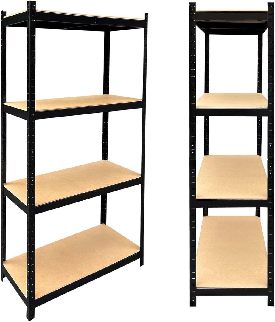 64" Storage Shelves, Heavy Duty Steel Frame 4-Tier Garage Shelf, Metal Multi-Use Storage Shelving Unit, Bolt-Free Assembly Adjustable Shelves for Home/Office/Dormitory/Garage, 64" x 31" x 16"