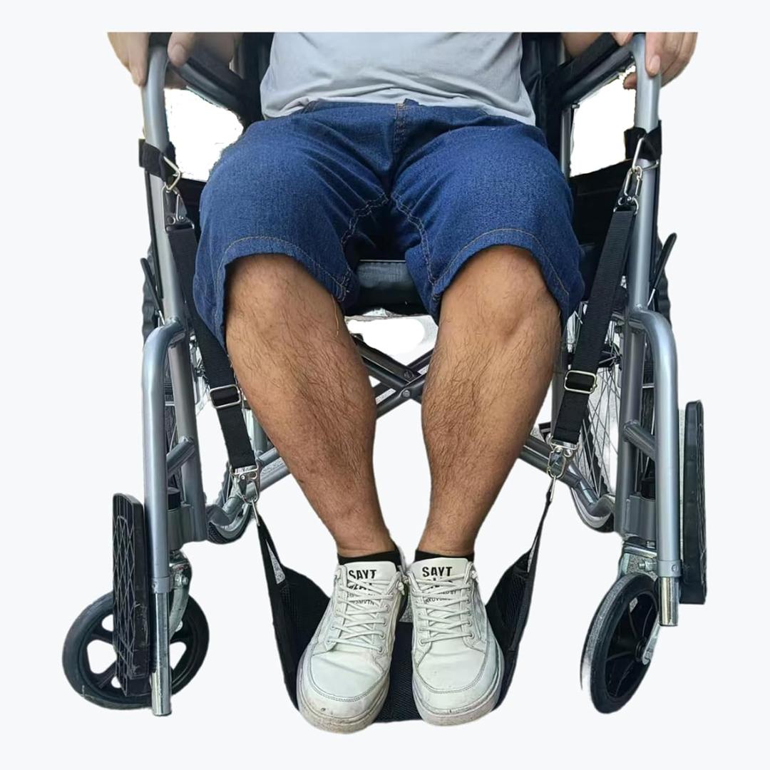 1 Set Wheelchair Foot Sling for Footrest Replacement Easy to Adjust Strap, Wheelchair Footrest Hammock, Adjustable Hanging, Disabled, Injured Patients, Pregnant Women, Wheelchair Leg Accessories, (Black)