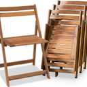 Acacia Wooden Chairs Set of 4, Folding Waterproof Small Patio Chairs with Waterproof and UV Coating, Indoor Outdoor Bistro Set for Garden Balcony Patio Lawn Living Room