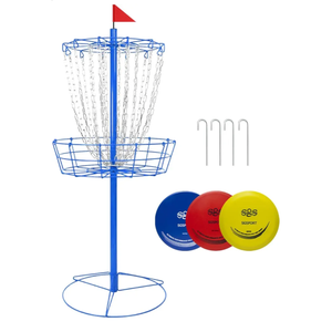 Disc Golf Basket - Portable Disc Golf Target with Heavy Duty 24-Chains Come with 6pcs Disc Golf Discs and Carry Bag, Ground Stake -Suitable for Players of All Levels - Multi Color Available