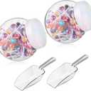 Umigy 2 Sets Plastic Candy Jars with Lids and Candy Scoops 84.5 oz Clear Candy Containers Candy Buffet Containers Set Plastic Cookie Jars for Kitchen Counter Decorative Party Table Buffet Display, 7.87 x 2.36 x 1.38 inches