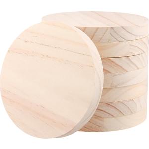 8 PCS 5.9 Inch Blank Wooden Discs Circles Wooden Coasters, 3/4 Inch Thick Unfinished Natural Wood Slices, Round Wooden Circles for Crafts DIY Painting Engraving