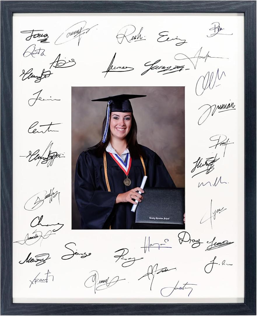 GarduationMall 16x20 Signature Picture Frame Holds 8x10 Photo with White Mat for Wedding Graduation | Wall or Tabletop Display