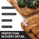 Teak Wood End Grain Cutting Board for Kitchen with Non-slip Feet, Heavy Duty Checkered Cutting Board Upgraded Chopping Board with Juice Groove & Handle Large Wooden Butcher Block with Gift Box