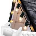 Christmas Lights Universal Magnetic Clips, 50 Count Magnet Holiday Lights Clips, Shatterproof Magnetic Shingle and Gutter Clips for C7/E12, C9/E17, Rope Lights Metal Surface Roof Fence Railing Gates (White)