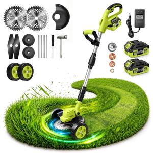 SEESE Cordless Electric Weed Wacker: 3 Different Blades for Lawn Trimming