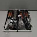 ROMANTICIST 26pcs Stainless Steel Grill Tool Set, Heavy Duty BBQ Grilling Accessories Gifts for Men Dad, Non-Slip Grill Utensils Kit with Apron, Thermometer, Mats in Aluminum Case for Christmas Brown