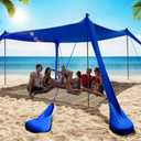 Beach Tent Sun Shelter 10x10FT Beach Shade Canopy with 8 Sandbags, UPF 50+ Protection Beach Shade Canopy, Outdoor Tent for Camping Trips, Backyard, Fishing