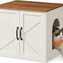 Feandrea Cat Litter Box Enclosure, Hidden Litter Box Furniture, Indoor Pet House End Table, 23.6 x 19.7 x 19.7 Inches, Rustic White and Honey Brown UPCL042W201