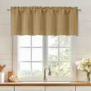 OWENIE Gold Valances for Windows, Small Blackout Curtains for Kitchen Bedroom Living Room, Rod Pocket Privacy Modern Solid Short Window Treatment Valance Bathroom Panels, 60" Wx18 L,1 Piece