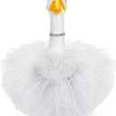 4 Pcs Princess Porch Goose Outfit for 23" 17" Cement Lawn Goose Costume Crown Necklace Tutu Skirt Feather Trim for Princess Outdoor Garden Lawn Art Decor(White)