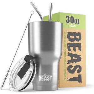 Beast 30 oz Tumbler Stainless Steel Vacuum Insulated Coffee Ice Cup Double Wall Travel Flask (Stainless Steel)