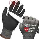 Schwer ProGuard High Level Cut Resistant Work Gloves PR3326 for Extreme ProtectionANSI A9 Cut Gloves with Reinforced Thumb, Non Slip, Breathable, Durable, Touch-screen, Black 1 Pair L (Large)
