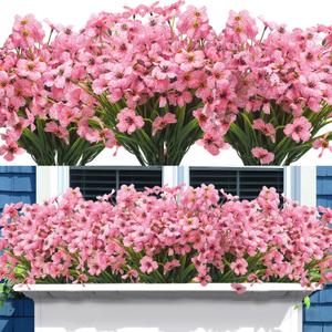 Grunyia 20 Bundles Artificial Flowers, Outdoor Indoor UV Resistant Fake Flowers No Fade Faux Plastic Plants Garden Porch Window Box Decoration