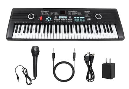 61 Keys Piano Keyboard, Electronic Digital Piano with Built-in Speaker Microphone, Portable Keyboard Gift Teaching for Beginners, Electric Piano for Kids, Birthday Gift for Children