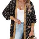 Bebonnie Fall Cardigans for Women 2024: Petite Cozy Knit Long Sleeve Open Front Buttons Long Sweater Coat Women - Work Cardigans for Women Office - Basic Dressy Casual Cardigan Black Coffee S