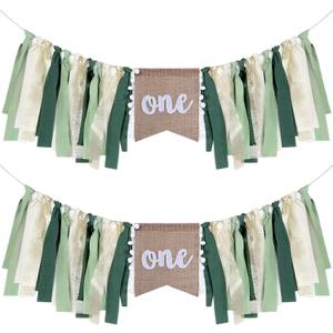 Buryeah 2 Pcs Safari Twins Highchair Banner for 1st Wild Birthday Twin Baby Shower Decorations Twins 1st Jungle Theme Birthday Party Cake Smash Photo Props Woodland Decorations(Fox Wild Style)