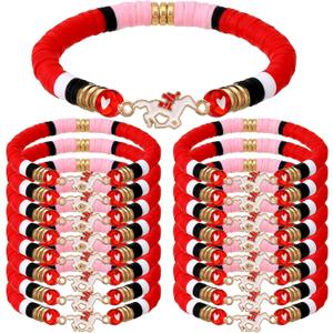 Huquary 24 Pcs Derby Party Favors Horse Bracelets Bulk Horse Racing Polymer Clay Beaded Bracelets Party Supplies Derby Jewelry Gifts Sport Decoration for Animal Competition Event Supplies