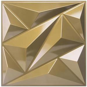 Art3dwallpanels 32 Pack 3D Wall Panel Diamond for Interior Wall Décor, PVC Textured Wall Panels, 12''x12'' Cover 32.Sq.Ft. Golden