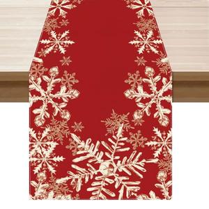 XCHI Red Snowflakes Winter Christmas Xmas Table Runner Table Decoration for Home Kitchen Dining Holiday Decor 13x72 Inch