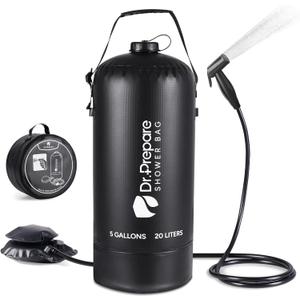 DR.PREPARE Portable Shower for Camping, 4/5 Gallons Camping Shower Bag, Portable Outdoor Shower with Pump for Hiking, Climbing, Pet Cleaning, Car Washing, Beach & Emergency