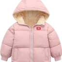 Baby Winter Coats Toddler Hooded Jackets Cotton Warm Lined Puffer Outerwear Baby Boys Girls Windproof Thick Clothes (24 Months, Pink New-101)