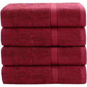 GOLD TEXTILES Premium Hand Towels for Bathroom -100% Ring Spun Cotton (Red Wine,4 Pack, 16x30 Inches) Luxury Soft Absorbent & Quick Dry, Bathroom Hand Towel Perfect for Hotel, Salon, Gym & Spa