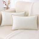 decorUhome Chenille Soft Throw Pillow Covers 12x20 Set of 2, Lumbar Velvet Farmhouse Neutral Decorative Euro Pillow Covers with Stitched Edge for Couch Sofa Bed Home Decor, Cream White