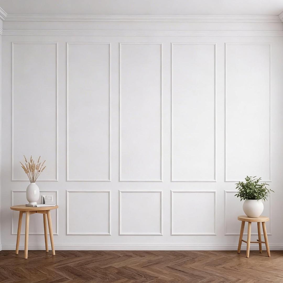 Pangda Peel and Stick Wall Molding Kit, 3D Premade Accent Molding Wainscoting Panel for Interior Wall Moulding Decor, Ready to Assemble Wainscoting Accent Panel