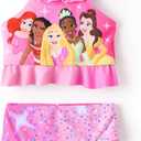 Disney Elsa Princess Toddler Girls Two Piece Tankini Top and Bow Tie Bikini Bottom Beach Swimsuit Set, 5-6Y