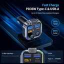 UNBREAKcable Bluetooth FM Transmitter for Car, PD 38W Fast Charging, Wireless Bluetooth FM Radio Adapter, Car Kit with Hands-Free Calls, HiFi Bass Boost MP3 Music Player Support USB Drive