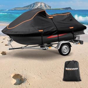 Jet Ski Cover Fits from 135"-145" 3 Seater, 300D Duty Oxford PU Waterproof UV Proof Trailerable Jet Ski Covers, Universal Fit Compatible with Yamaha SeaDoo and Kawasaki Models