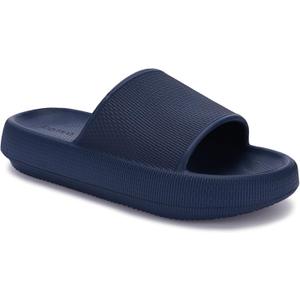 Joomra Pillow Slippers for Women and Men Non Slip Quick Drying Shower Slides Bathroom Sandals | Ultra Cushion | Thick Sole (15-16 Women/13-14 Men, Dark Blue)