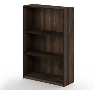 Furinno JAYA Book Shelf, 3-Tier Bookshelf, Bookcase with Adjustable Shelves, 9.5 x 24.5 x 40.3, for Organization and Storage, for Living Room, Bedroom, Home Office, Columbia Walnut