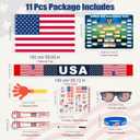World Cup 2026 Soccer Fan Support Kit 11PCS, World Cup Merch for Fans Accessories, Flag, Scarf, Glasses, Cheering Sticks, Clapper & Schedule Poster, Fan Gear for Match Day & Parties (United States)